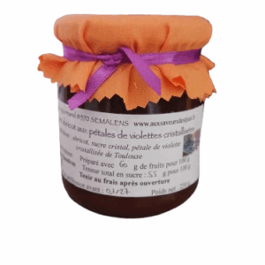 Confiture  abricot aux pétales de violettes cristallisées